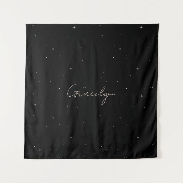 Starry Dark Night Sky Tapestry (Front)