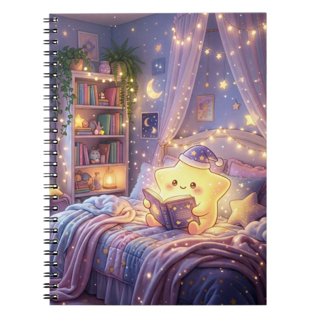 Starry Dreams Kawaii Spiral Notebook (Front)