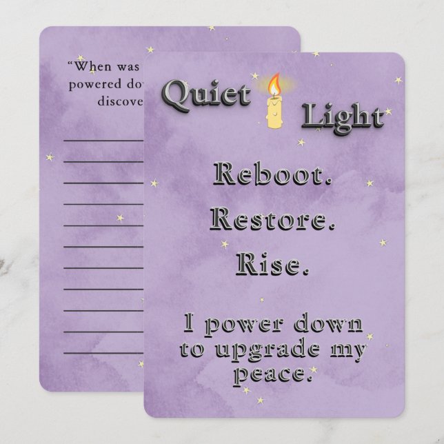 Starry Dusty Lavender and Candlelight Reset Quote  Card (Front/Back)