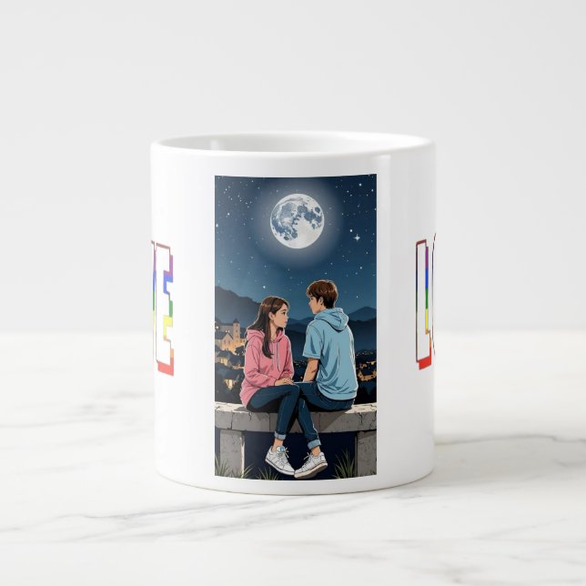 Starry-Eyed Romance Large Coffee Mug (Front)