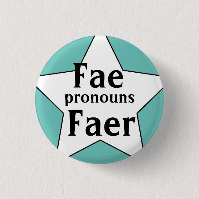 Starry Fae Faer Pronouns 1 Inch Round Button (Front)