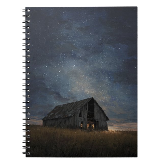 Starry Field Rustic Night Grange Carnet (Devant)