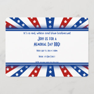 Starry Flag Burst Memorial Day Invitation
