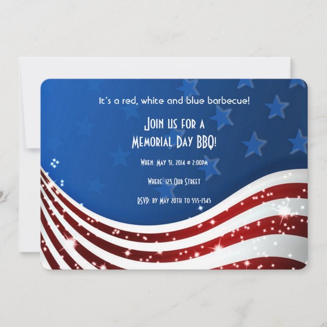 Starry Flag Memorial Day Invitation (Front)