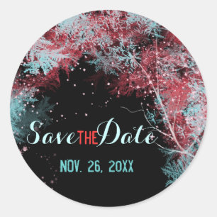 Starry Forest Wedding Save the Date Classic Round Sticker
