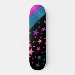 Starry Gay Pride Flag Sparkly Bisexual Glitter Skateboard