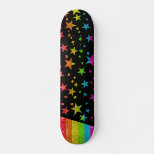 Starry Gay Pride Flag Sparkly Rainbow Glitter Skateboard