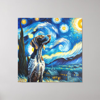 Starry German Shorthaired Pointer Dog Portrait Canvas Print