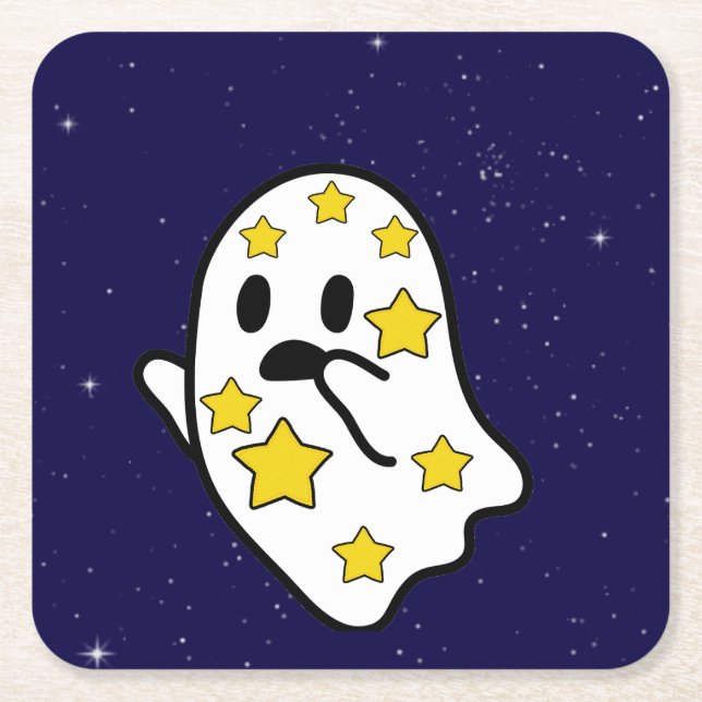 Starry Ghost Lost In Space Square Paper Coaster (Front)