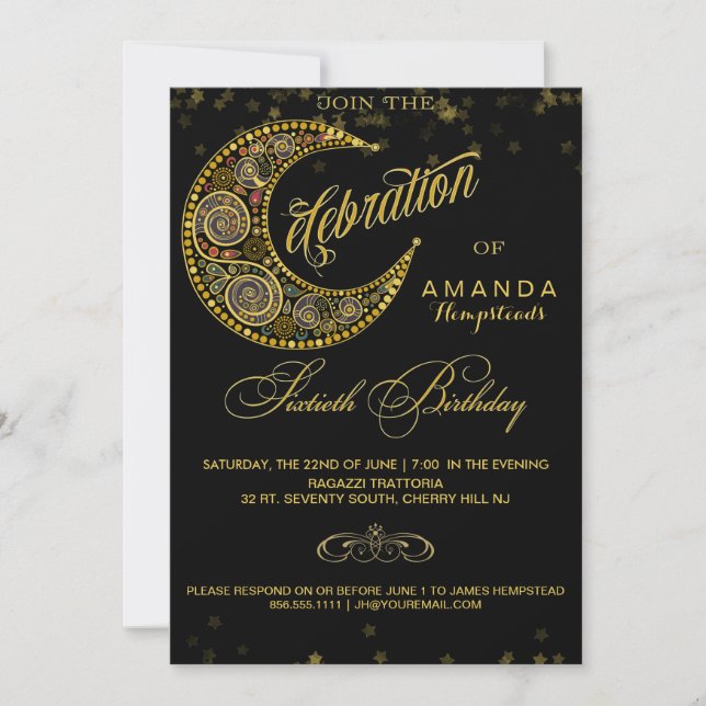 Starry Glitz 60th Birthday Party Invitation (Front)