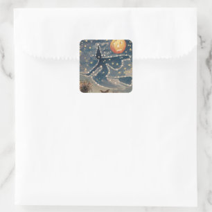 Starry Halloween Night Square Sticker