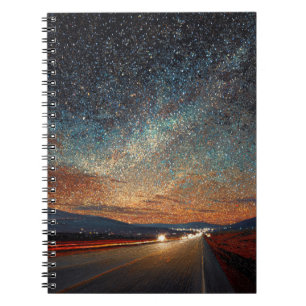 Starry Highway Colorful Night Sky Notebook