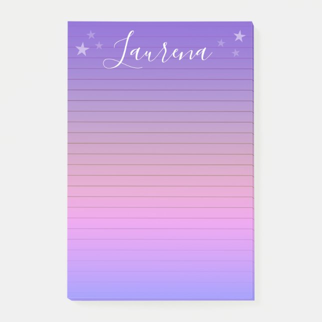 Starry Hues Personalized Name Notepad (Purple) (Front)