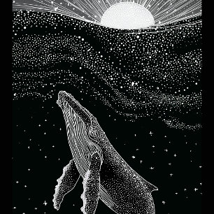 Starry Humpback Whale Celestial Dots Art Black Whi iPhone 14 Case