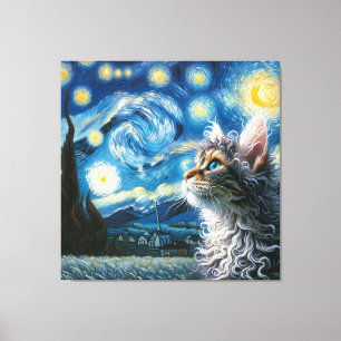 Starry Laperm Cat Portrait - Pet Portrait Canvas Print