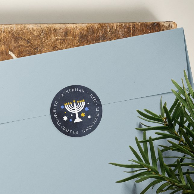Starry Lights | Hanukkah Return Address Sticker (Creator Uploaded)