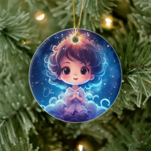 Starry Little Princess Nighttime Girly Personalize Ceramic Ornament