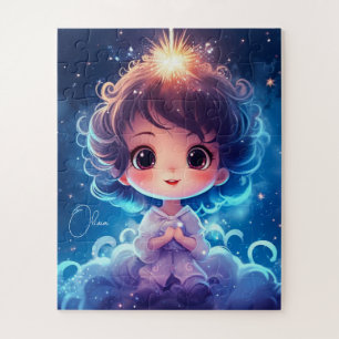 Starry Little Princess Nighttime Girly Personalize Jigsaw Puzzle