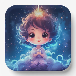 Starry Little Princess Nighttime Girly Personalize Paper Plate