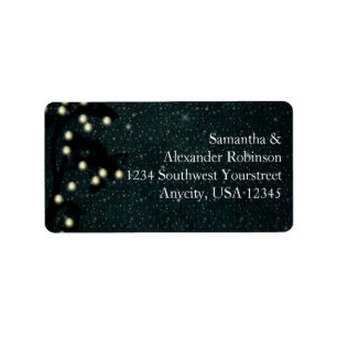 Starry Midnight Lights String Lantern Wedding Label