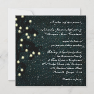 Starry Midnight String of Lights Square Wedding Invitation