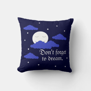 Starry Moon with Clouds: Dark Blue Throw Pillow