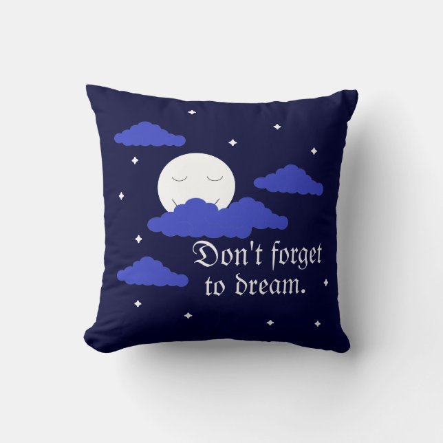 Starry Moon with Clouds: Dark Blue Throw Pillow (Front)