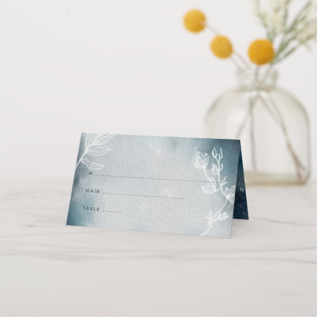 Starry Moonlit Night Monogram Place Card (Front)
