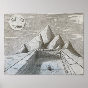 Starry Mountain Nightscape Poster – Fantasy