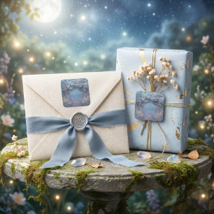 Starry Nebula Night Gnarled Tree Frame Wedding Square Sticker