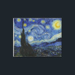 Starry Nigh by Van Gogh, Original Size Canvas Print<br><div class="desc">The Starry Night is an oil on canvas by the Dutch post-impressionist painter Vincent van Gogh. Painted in June 1889,  it depicts the view from the east-facing window of his asylum room at Saint-Rémy-de-Provence,  just before sunrise,  with the addition of an idealized village.</div>