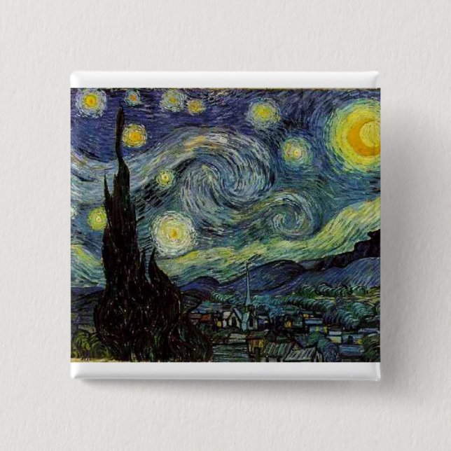 starry night,1889,Vincent van Gogh 2 Inch Square Button (Front)