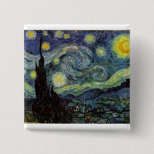starry night,1889,Vincent van Gogh 2 Inch Square Button