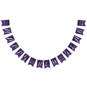 Starry night 2019 congratulations dark purple blue bunting flags