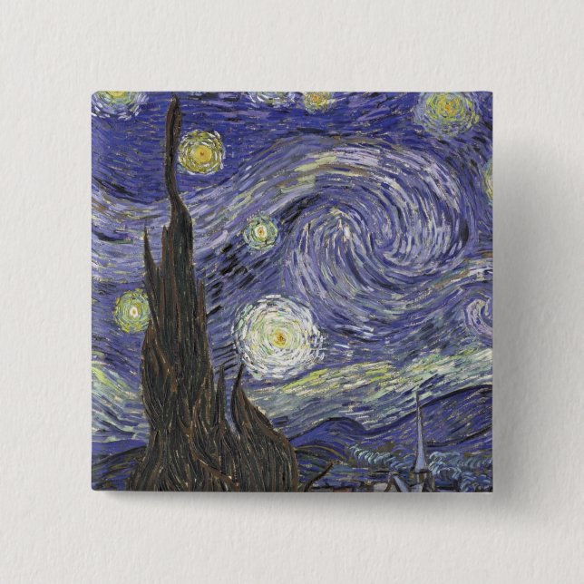 Starry Night 2 Inch Square Button (Front)