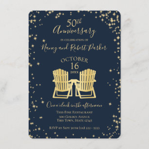 Starry Night Adirondack Chairs 50th Anniversary Invitation