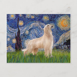 Starry Night - Afghan Hound (cream stand) Postcard