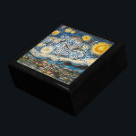 Starry Night after Vincent Van Gogh Christmas Gift Box<br><div class="desc">Starry Night painting repainted after Vincent Van Gogh's famous painting with fully customizable text "Merry Christmas" wooden giftbox. A colourful repainted version of the artwork "Starry Night" after painter Van Gogh with a swirling starry sky at night with stars twinkling and moon shining and a little village with a church...</div>