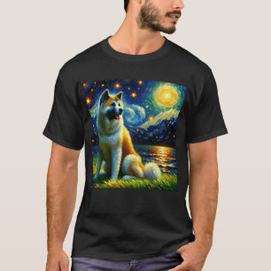 Starry Night Akita Dog Van Gogh Lover T-Shirt