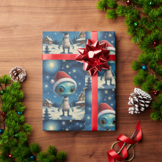 Starry Night Alien Cute Christmas Wrapping Paper