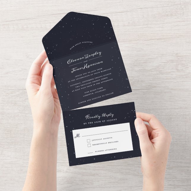 Starry Night All in One Wedding Invitation (Tearaway)