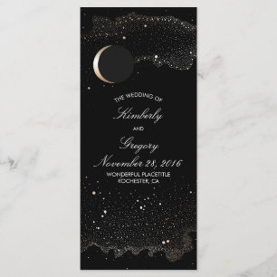 Starry Night and Gold Moon Black Wedding Programs