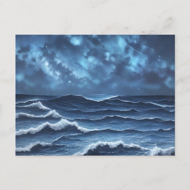 Starry Night and Ocean Waves Postcard (Front)