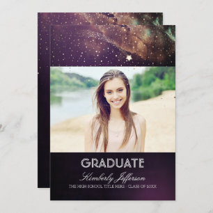 Starry Night and Shooting Star Photo Graduation Invitation