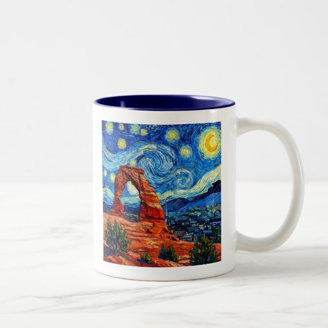Starry Night Arches National Park Two-Tone Coffee Mug (Right)