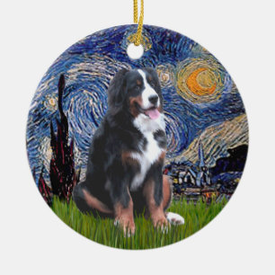 Starry Night - Bernese Mountain Dog (L) Ceramic Ornament