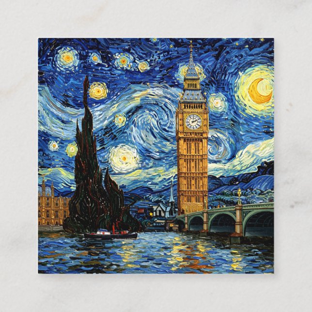 Starry Night Big Ben London England Enclosure Card (Back)