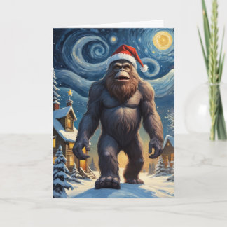 Starry Night Bigfoot Sasquatch Christmas Custom  Card