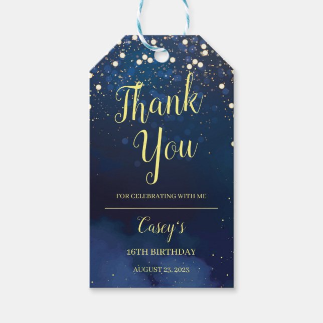 Starry Night Birthday Party Favour Tag (Front)