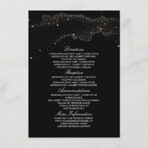 Starry Night Black and Gold Wedding Information Enclosure Card